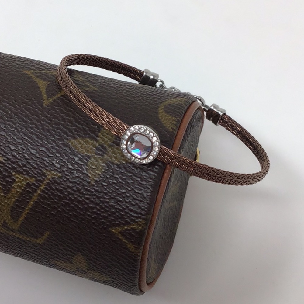 JCM Bronze Rose Gold Bangle Rhinestone Charm New
